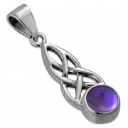 Celtic Knot Pendant w Amethyst Genuine Stone, p458